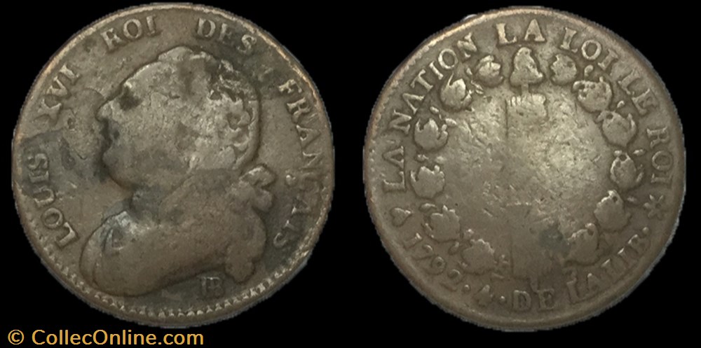 12 deniers dit au faisceau Louis XVI 1792 BB monnaie france moderne 12 deniers dit au faisceau louis xvi 1792 bb