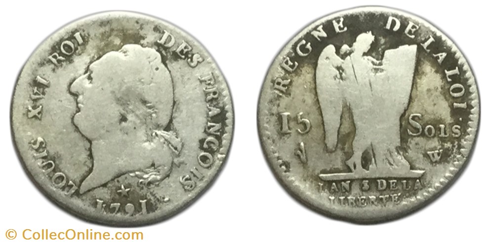 15 sols dit au génie Louis XVI 1791 W monnaie france moderne 15 sols dit au genie louis xvi 1791 w