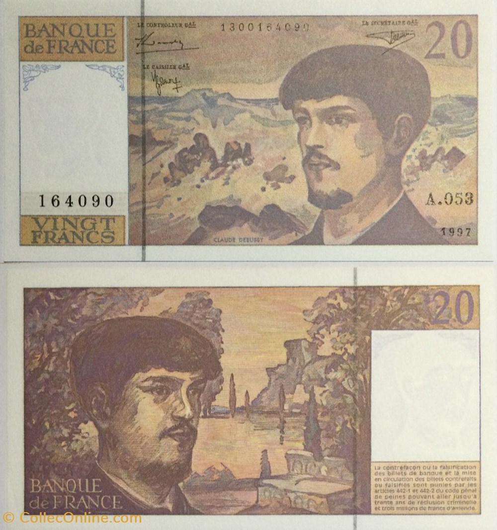 20 Francs DEBUSSY Modifié FRANCE 1997 F.66ter.02 Valeur faciale : 20 Francs DEBUSSY Modifié Date : 1 billets europe 20 francs debussy modifie france 1997 f 66ter 02 valeur faciale 20 francs debussy modifie date 1
