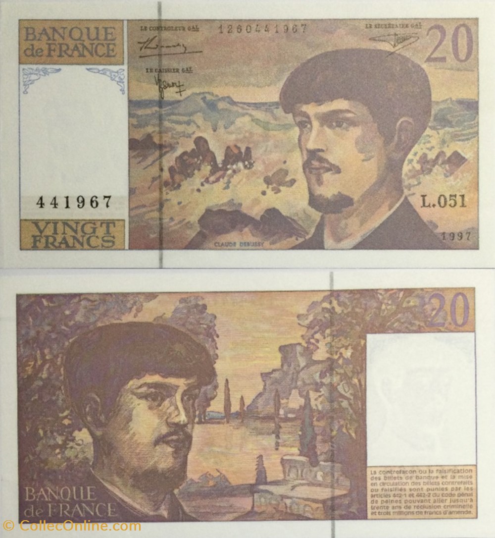 20 Francs DEBUSSY Modifié FRANCE 1997 F.66ter.02 billets europe 20 francs debussy modifie france 1997 f 66ter 02