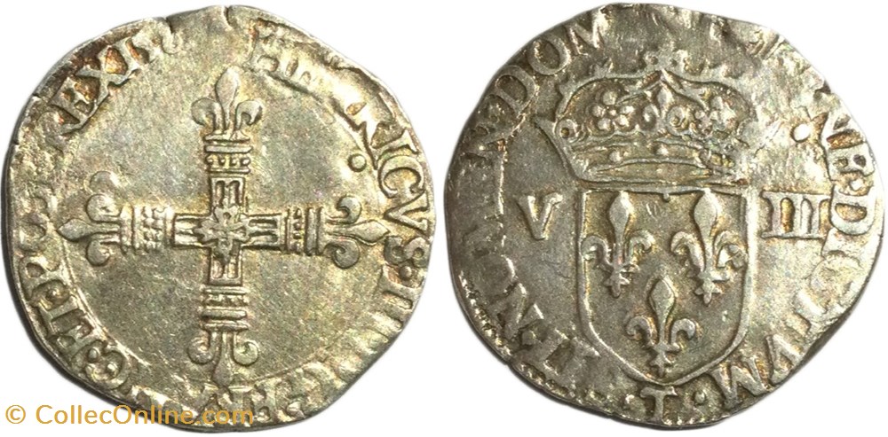 monnaies europe medievale france royales henri iii huitieme ecu croix de face 1581 nantes