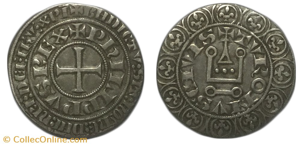Gros tournois à l'O rond n.d. s.l. PHILIPPE V LE LONG monnaies europe medievale france royales gros tournois a o rond n d s l philippe v le long