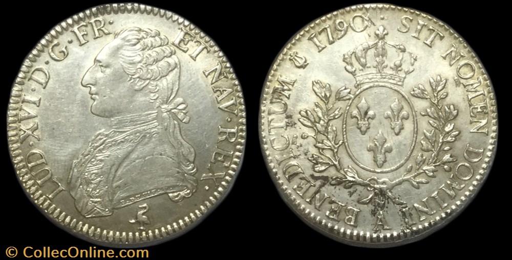 monnaie france royale ecu dit aux branches olivier 1790 paris louis xvi