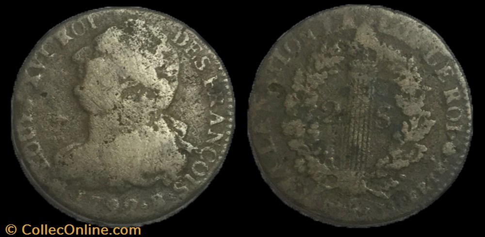 monnaie france moderne 2 sols dit au faisceau 1792 b