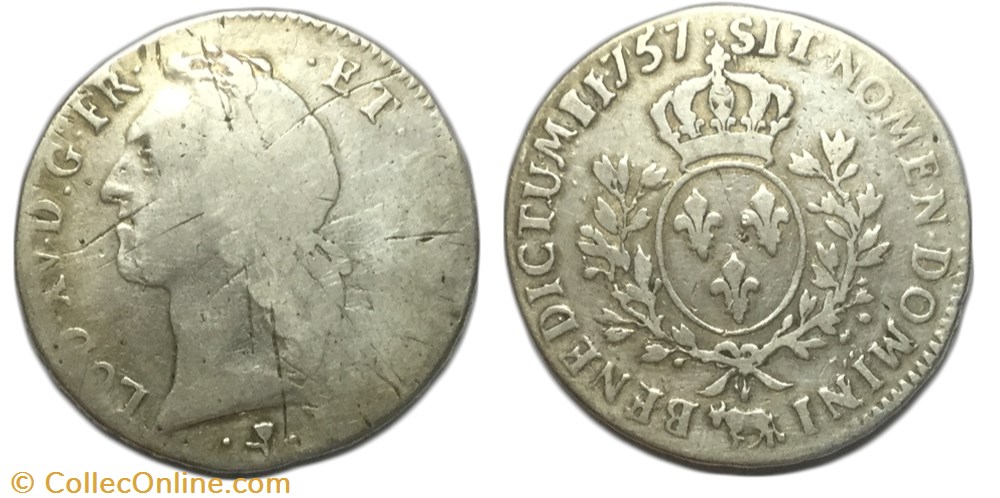 Écu dit "au bandeau" de Béarn 1757 Pau LOUIS XV DIT LE BIEN AIMÉ monnaie france royale ecu dit au bandeau de bearn 1757 pau louis xv dit le bien aime