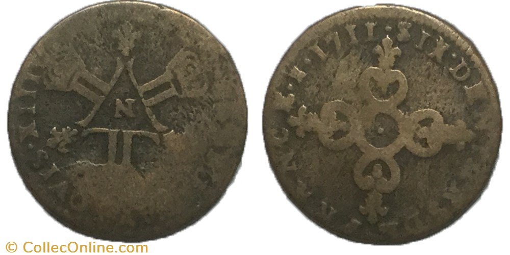 Six deniers dits Dardenne Louis XIV 1711 N monnaie france royale six deniers dits dardenne louis xiv 1711 n
