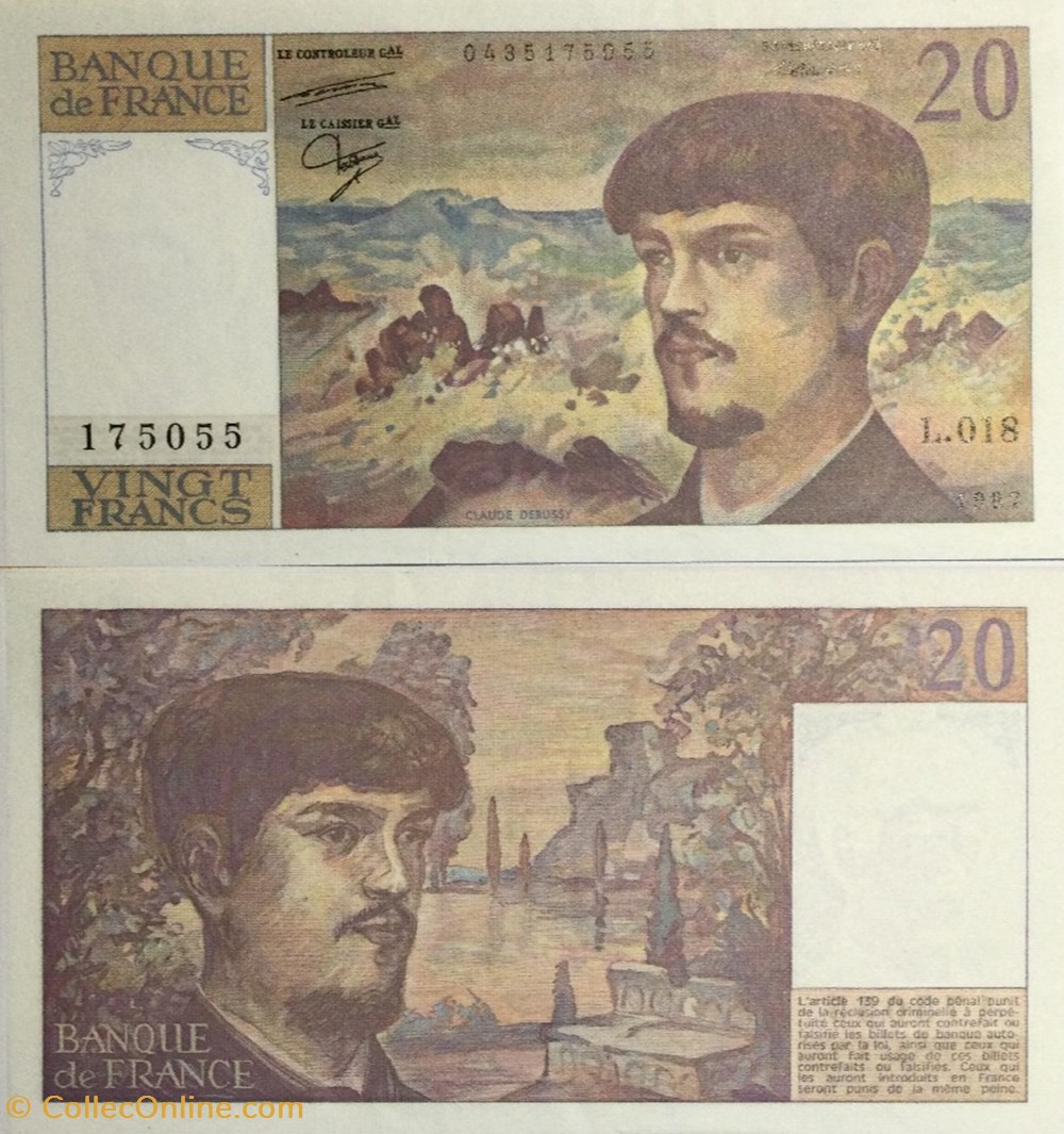 billets europe 20 francs debussy france 1987 f 66 08