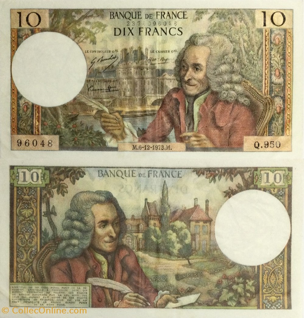 billets euros 10 francs voltaire france 1967 f 62 65