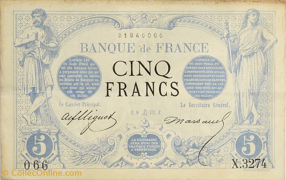 billets europe 5 francs noir france 1873 f 01 24