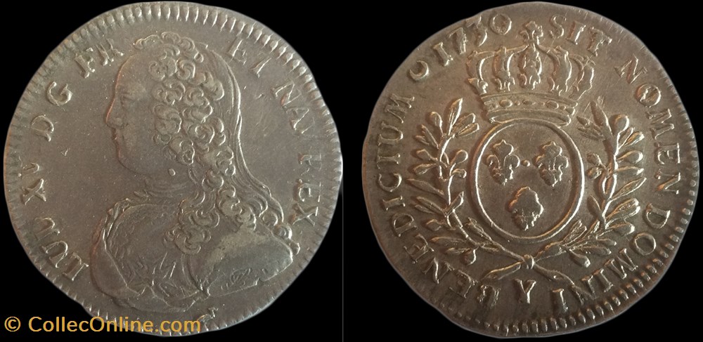 Demi-écu dit "aux branches d'olivier" - Louis XV 1730 monnaie france royale demi ecu dit aux branches olivier louis xv 1730