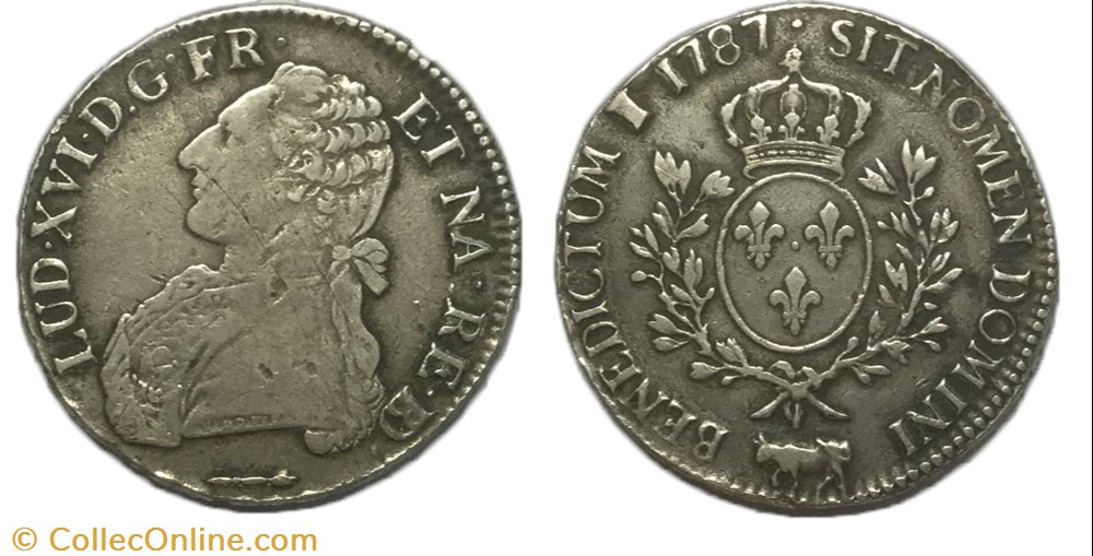 Écu dit “aux branches d'olivier” de Béarn 1787 Pau LOUIS XVI monnaie france royale ecu dit aux branches olivier de bearn 1787 pau louis xvi