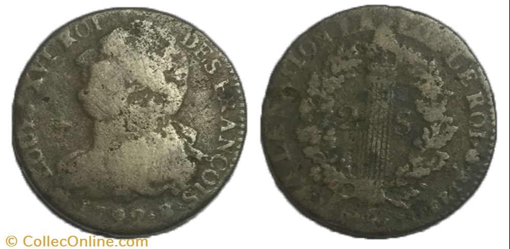 monnaie france moderne 2 sols dit au faisceau 1792 b