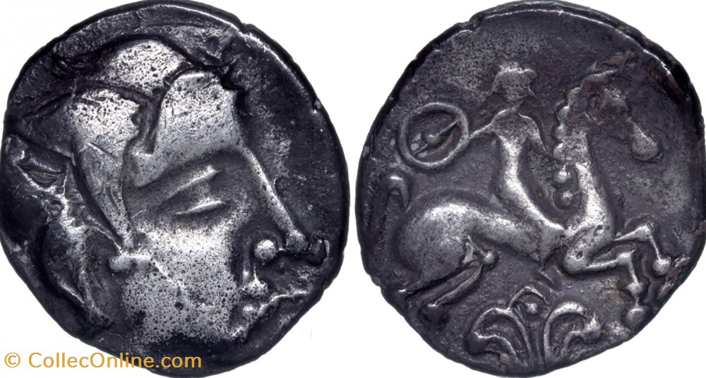 Bituriges Cubes (Région de Bourges), Drachme au cavalier au fleuron monnaies antiques celtes bituriges cubes region de bourges drachme au cavalier au fleuron