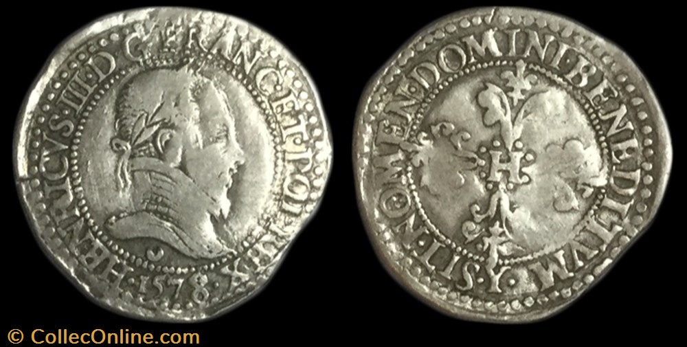 Quart de franc au col plat HENRI III 1578 monnaie france royale quart de franc au col plat henri iii 1578