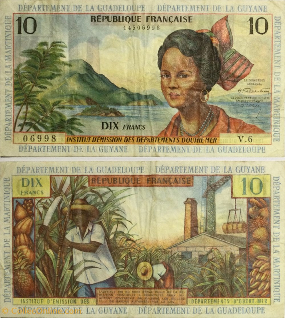 billets euros france 10 francs antilles francaises 1964 p 08