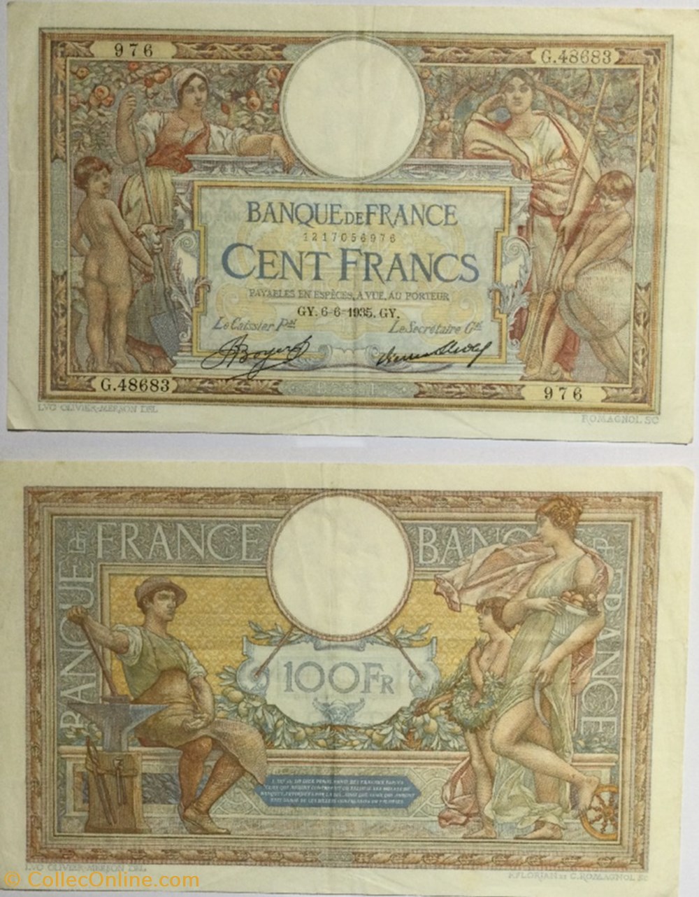 100 Francs LUC OLIVIER MERSON grands cartouches FRANCE 1935 F.24.14 billets europe 100 francs luc olivier merson grands cartouches france 1935 f 24 14