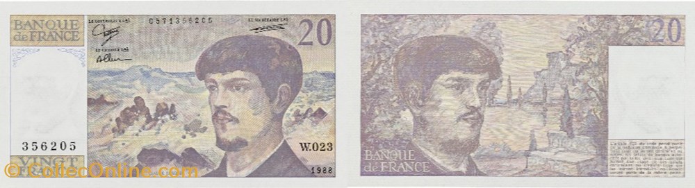 billets europe 20 francs debussy france 1988 f 66 09