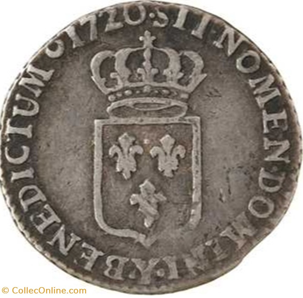 monnaies europe medievale royales louis xv sixieme d ecu de france 1720 bourges