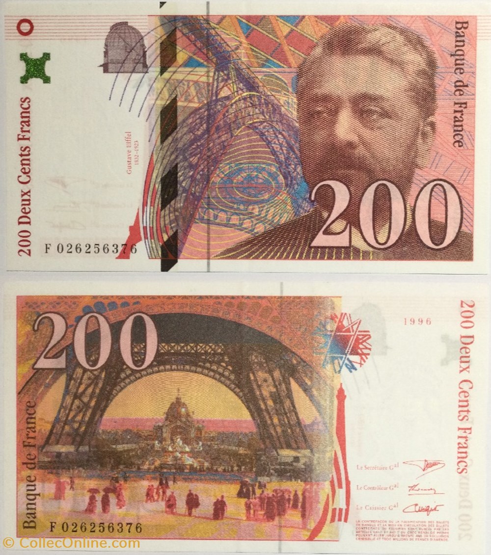 200 Francs EIFFEL FRANCE 1996 F.75.02 billets europe 200 francs eiffel france 1996 f 75 02