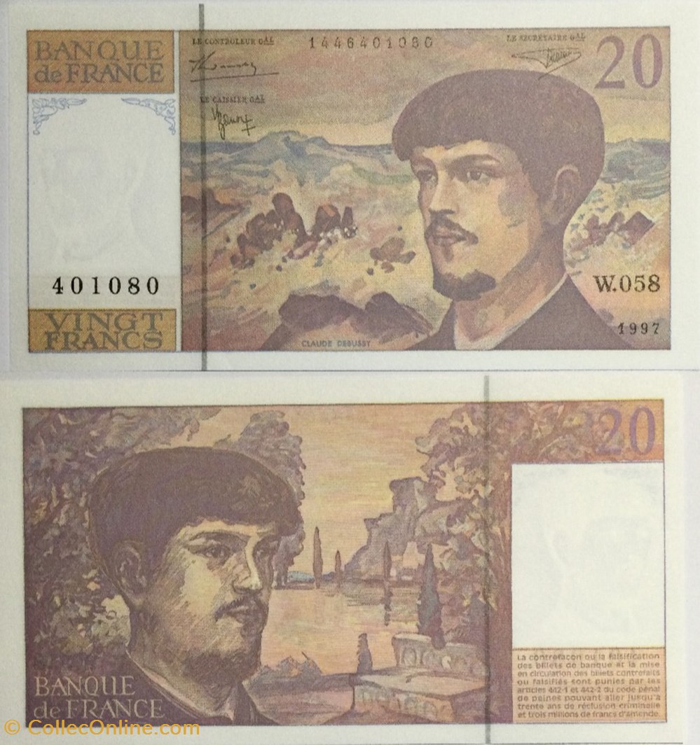 billets europe 20 francs debussy modifie france 1997 f 66ter 02