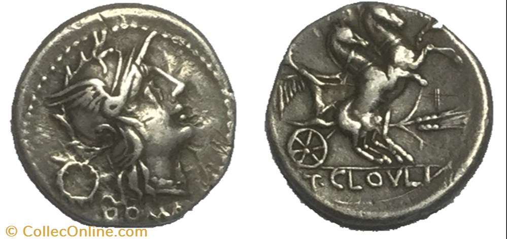CLOULIA Denier monnaie antique av jc ap romaine cloulia denier