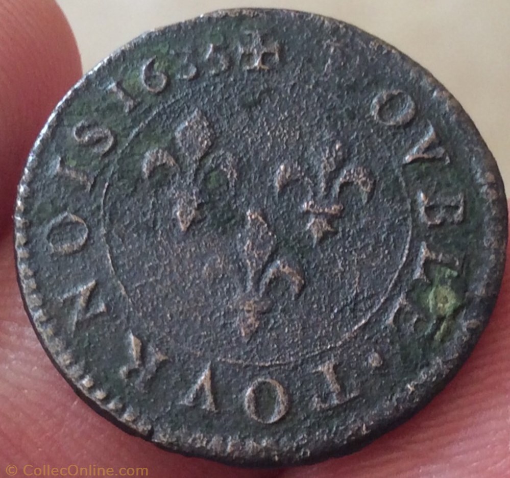Double lorrain (tournois) Louis XIII 1635 A Stenay monnaie france royale double lorrain tournois louis xiii 1635 a stenay