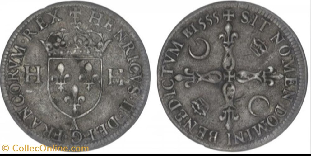 Douzain du moulin Henri II 1555 A Paris monnaies europe medievale france royales douzain du moulin henri ii 1555 a paris