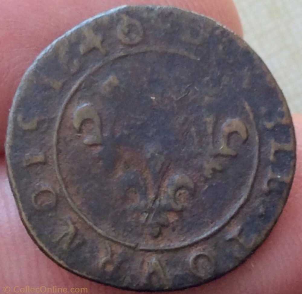 Double tournois Louis XIII 1640 axe Loire Rhône monnaie france royale double tournois louis xiii 1640 axe loire rhone