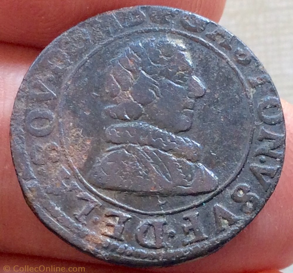 Double tournois Gaston d’Orléans 1629 type 6 monnaie france feodale double tournois gaston d orleans 1629 type 6