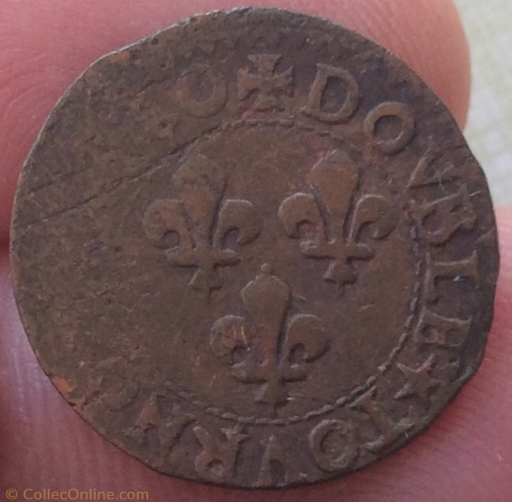 Double tournois Louis XIII 1640 H La Rochelle monnaie france royale double tournois louis xiii 1640 h la rochelle