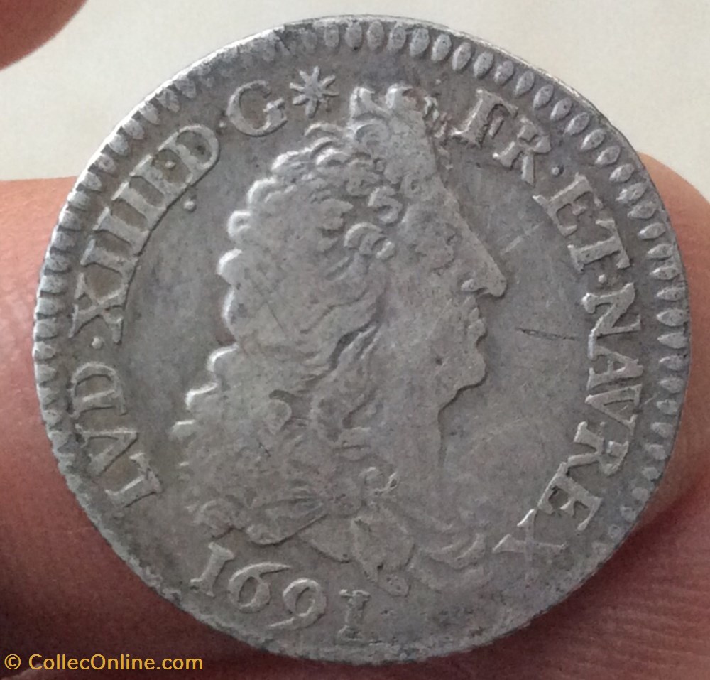 Douzième d’écu aux 8 L Louis XIV 1691 A Paris monnaies france royales douzieme d ecu aux 8 l louis xiv 1691 a paris
