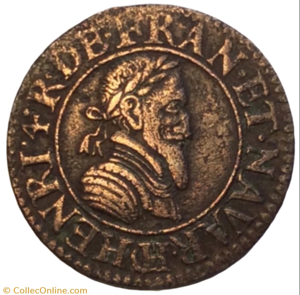 Double tournois 1592 CH Chalons sur Marne Henri 4 CGKL 166 monnaie france royale double tournois 1592 ch chalons sur marne henri 4 cgkl 166