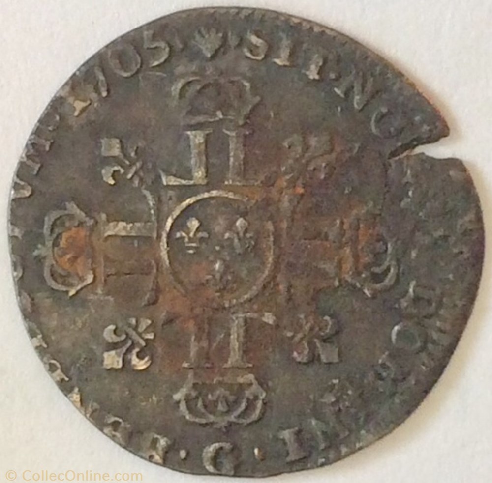 Douzième d’écu aux 8 L Louis XIV 1705 G Poitiers monnaie france royale douzieme d ecu aux 8 l louis xiv 1705 g poitiers