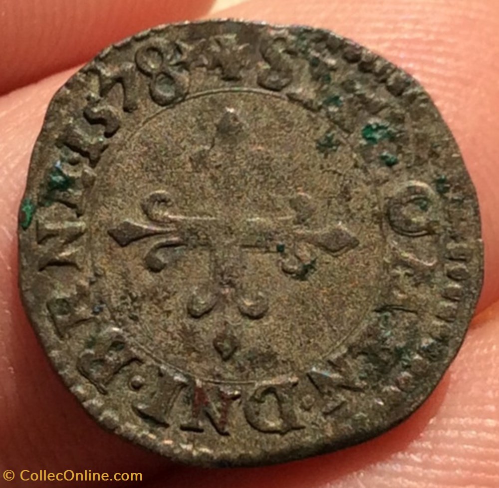 Liard au H couronné de Henri III 1578 G Poitiers monnaies europe medievale france royales liard au h couronne de henri iii 1578 g poitiers