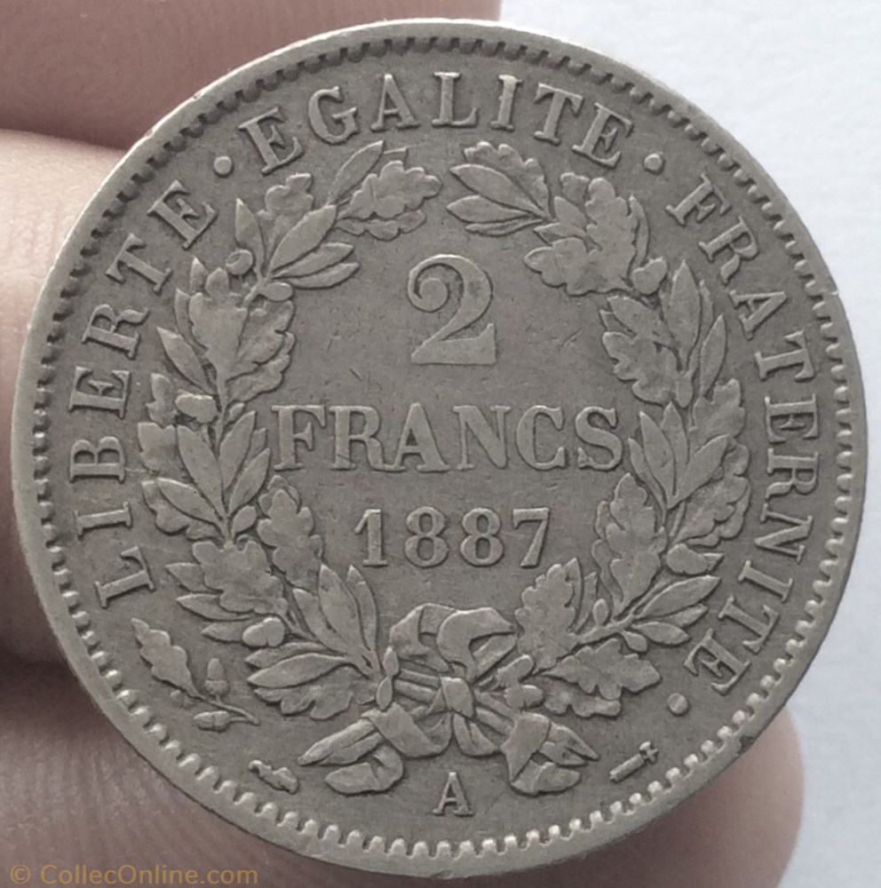 2 francs Cérès 1887 A Paris monnaie france moderne 2 francs ceres 1887 a paris