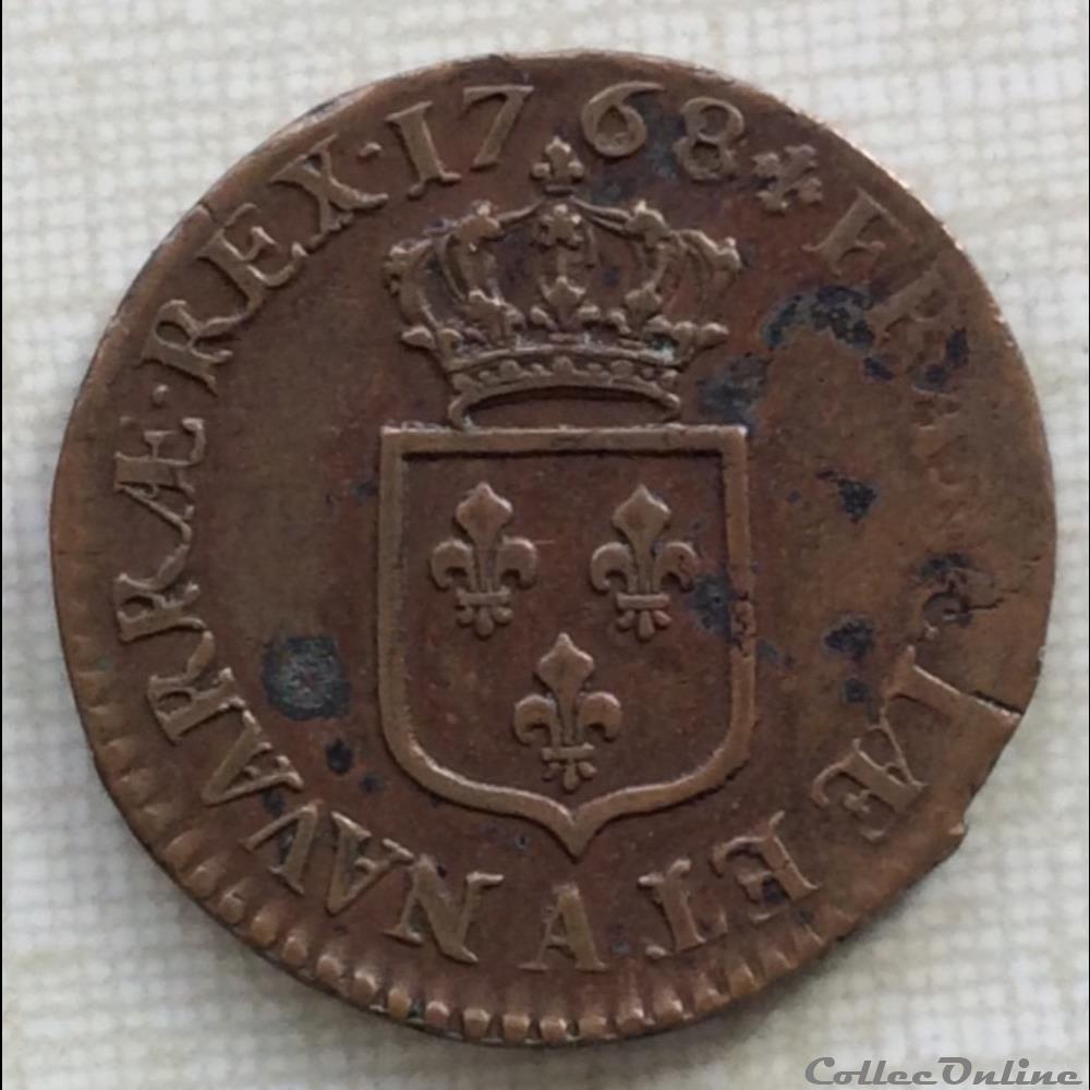 Demi sol à la vieille tête Louis XV 1768 A Paris monnaie france royale demi sol a la vieille tete louis xv 1768 a paris