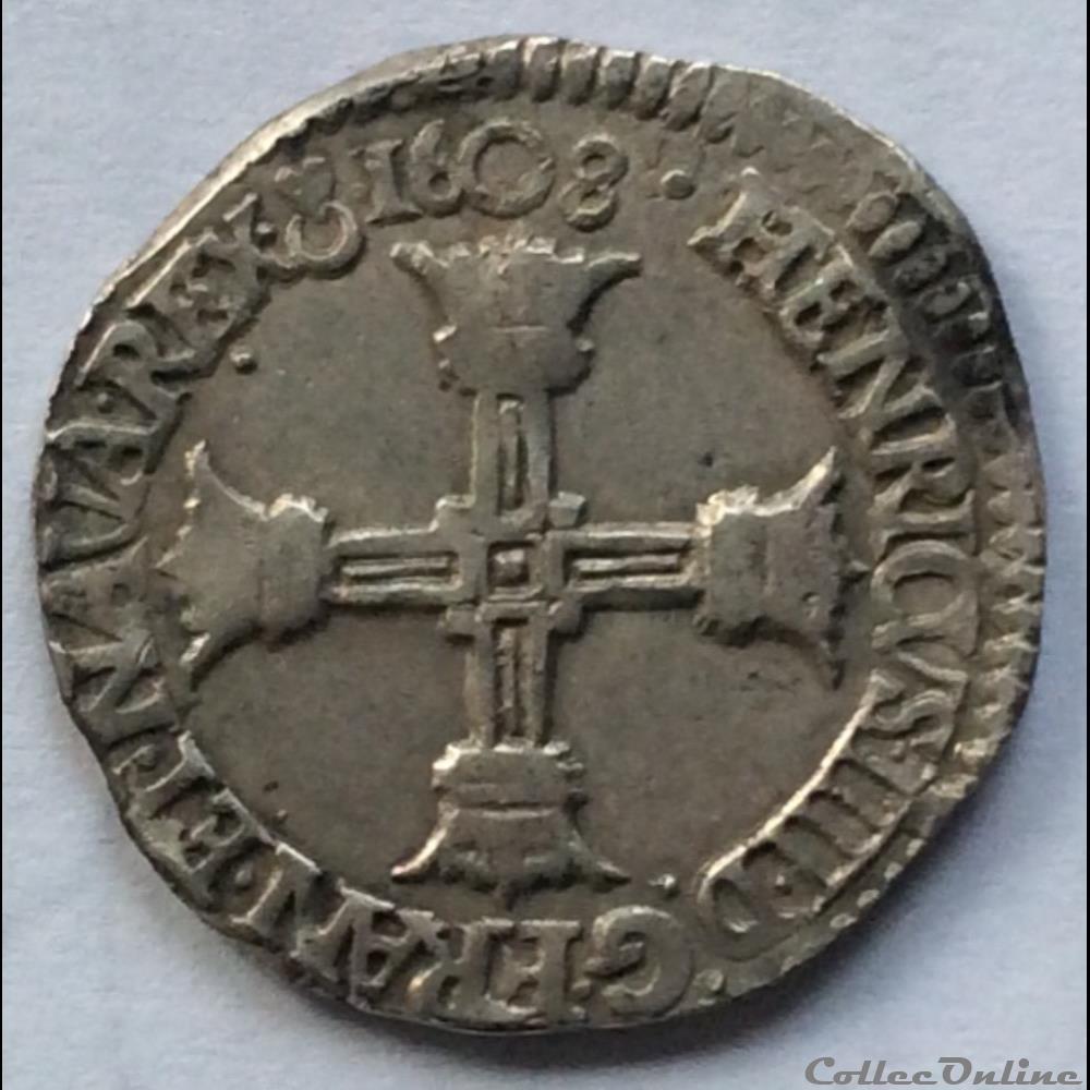 monnaie france royale huitieme d ecu henri iiii 1608 c saint lo