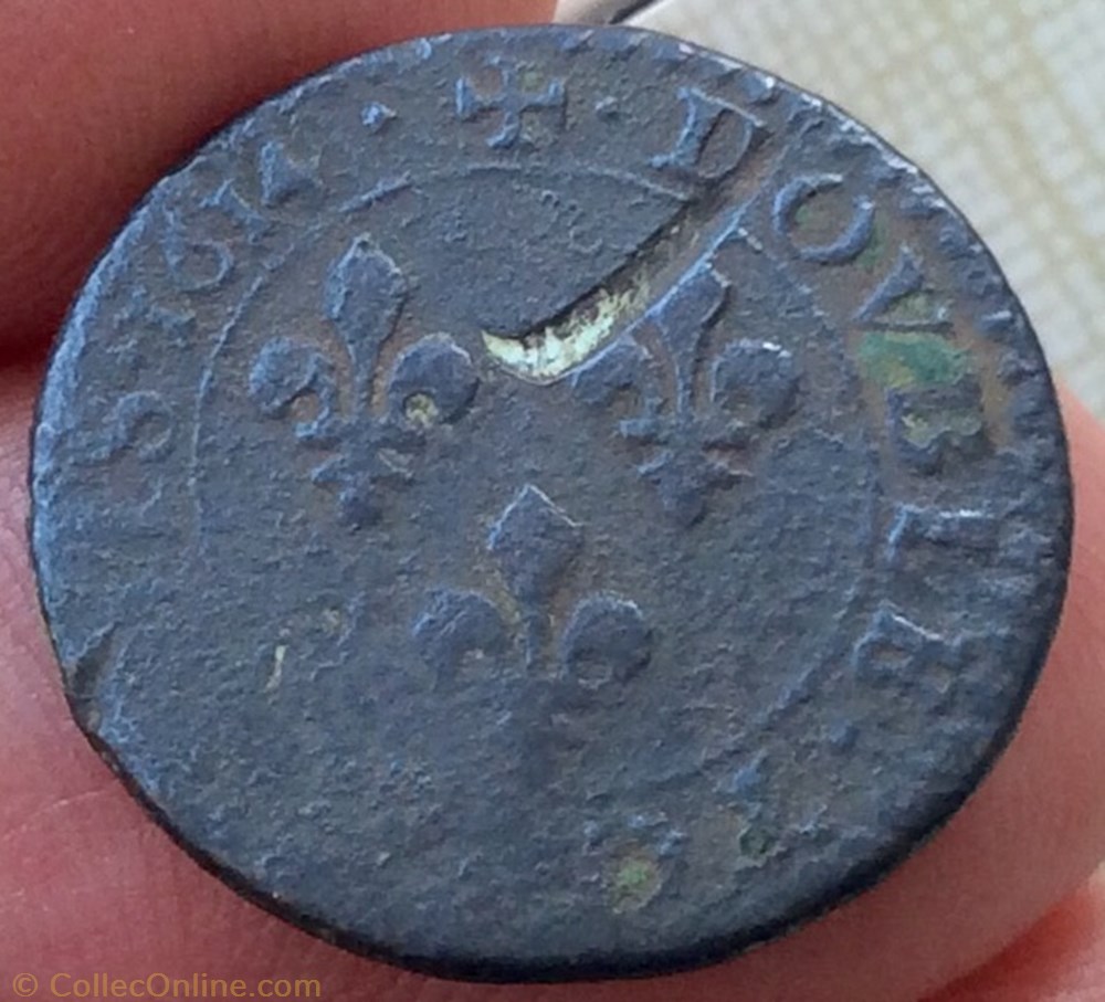Double tournois Louis XIII 1614 X Amiens monnaie france royale double tournois louis xiii 1614 x amiens