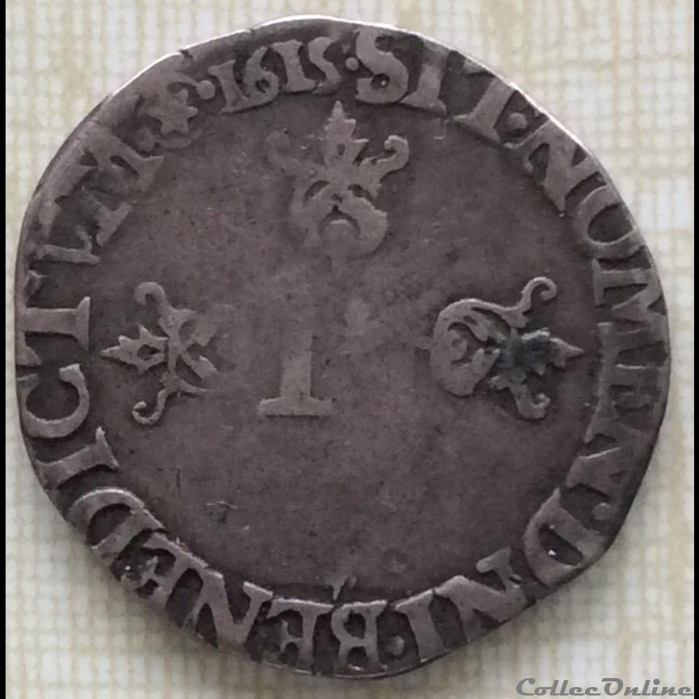 Demi franc Louis XIII 1615 Saint lô monnaie france royale demi franc louis xiii 1615 saint lo