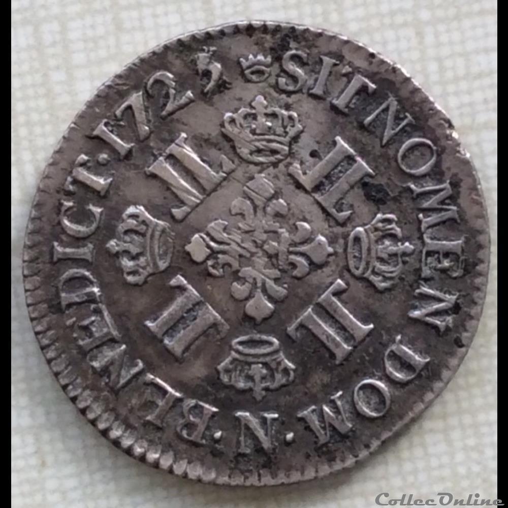 Quart d’écu aux 8 L Louis XV 1725 N Montpellier monnaie france royale quart d ecu aux 8 l louis xv 1725 n montpellier