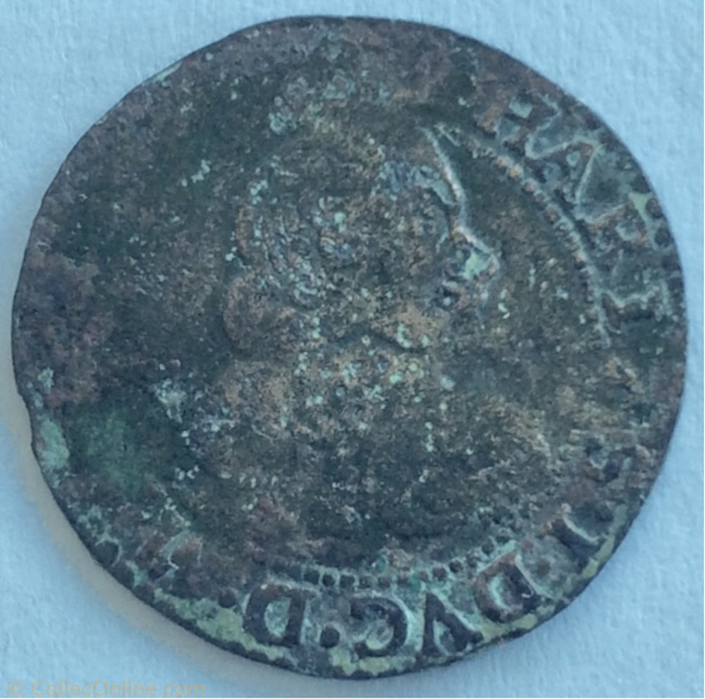 Double de la sou dar Charles 1er 1637 monnaie france feodale double de la sou dar charles 1er 1637