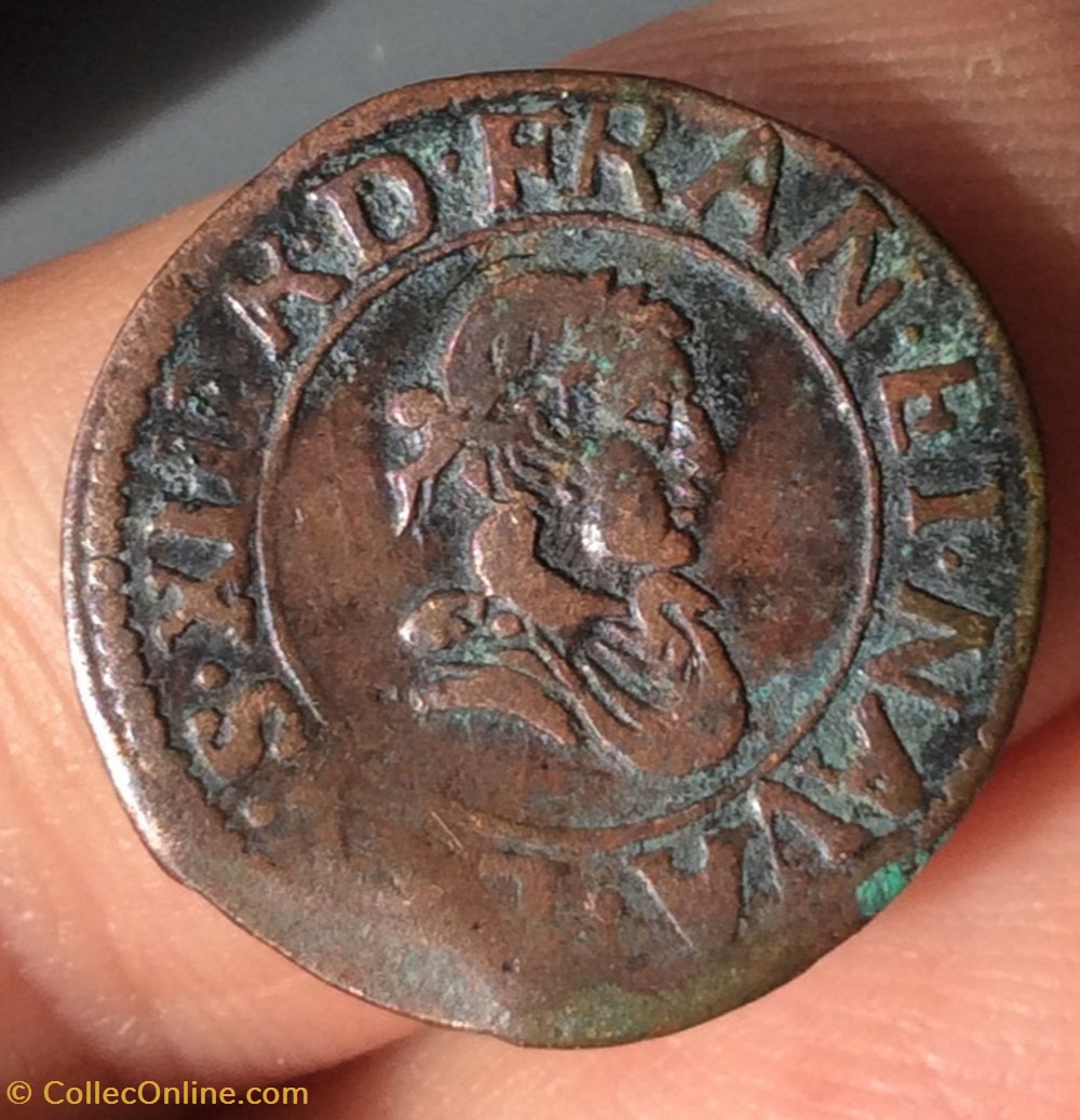 monnaies europe medievale a france royales denier tournois louis xiii 1624 o riom