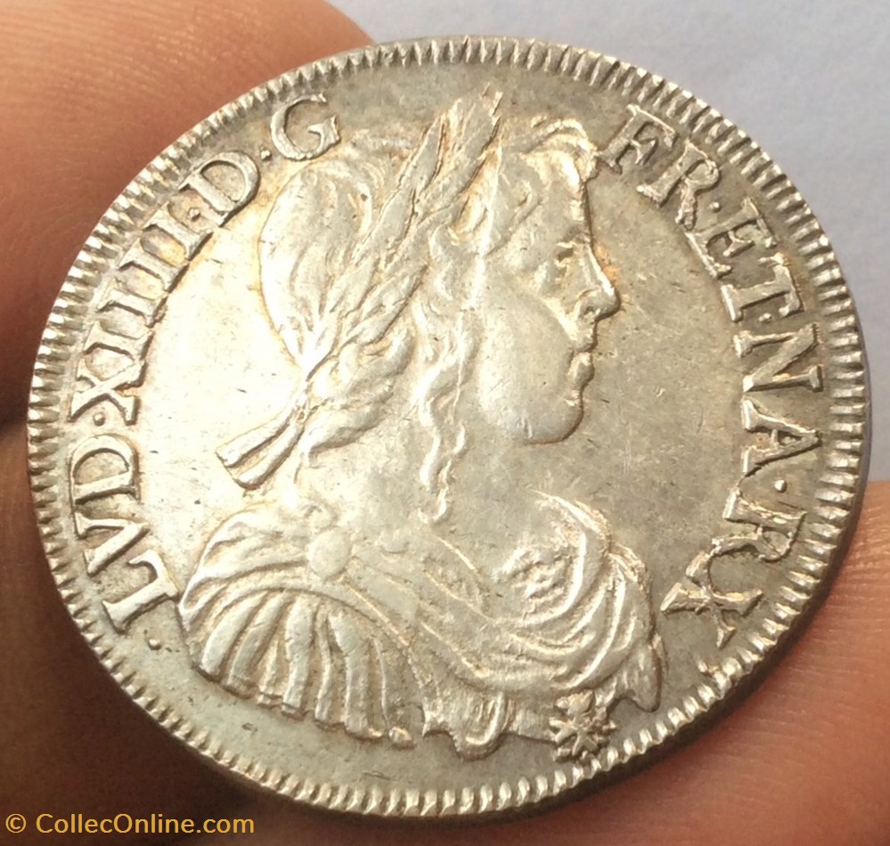 Demi écu à la mèche longue Louis XIV 1657 K Bordeaux monnaies europe medievale france royales demi ecu a la meche longue louis xiv 1657 k bordeaux