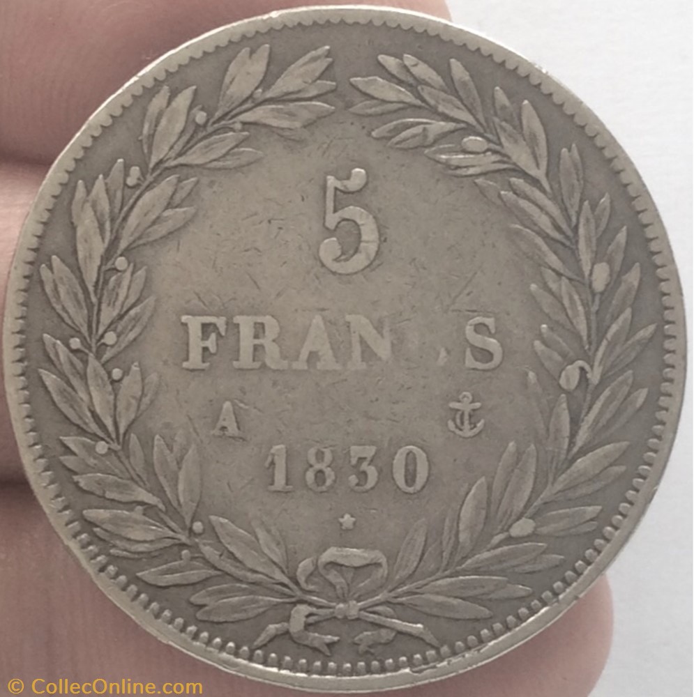 5 francs tête nue Louis-Philippe sans le I tranche creux 1830 A Paris monnaie france moderne 5 francs tete nue louis philippe sans le i tranche creux 1830 a paris
