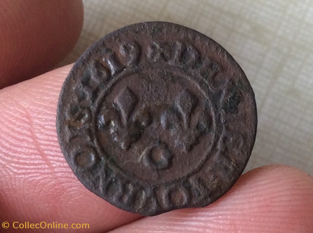 Denier tournois Louis XIII 1619 G Poitiers monnaies europe medievale a france royales denier tournois louis xiii 1619 g poitiers