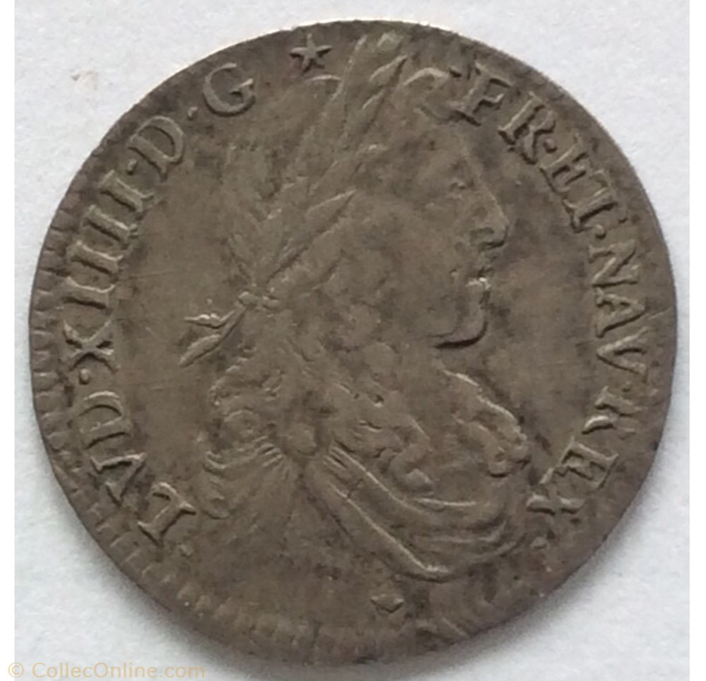 Douzième d’écu au buste juvénile Louis XIV 1664 D Lyon monnaie france royale douzieme d ecu au buste juvenile louis xiv 1664 d lyon