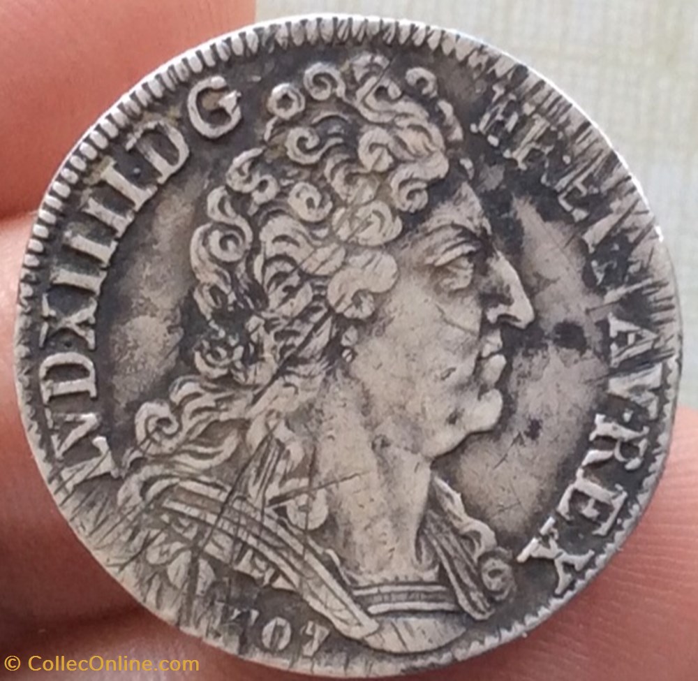 20 sols aux insignes Louis XIV 1707 A Paris monnaies france royales 20 sols aux insignes louis xiv 1707 a paris