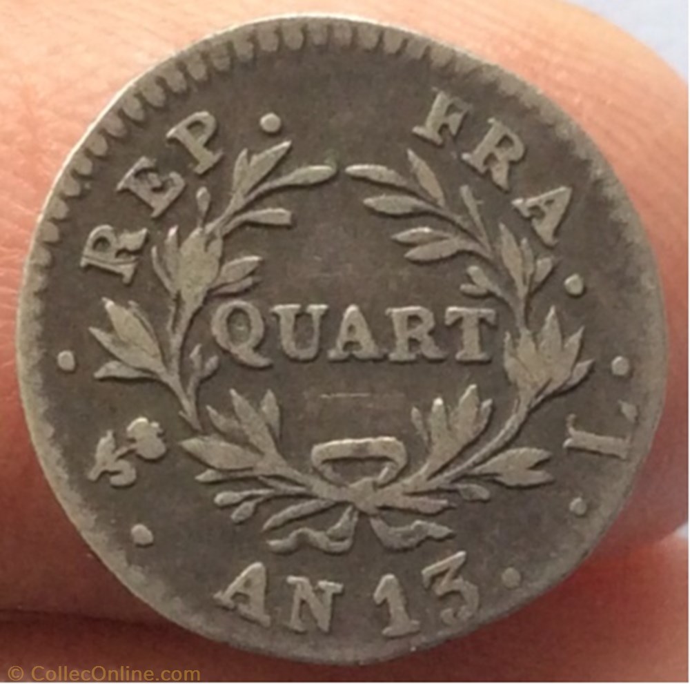 Quart de franc Napoléon 1er An 13 L Bayonne monnaies monde france quart de franc napoleon 1er an 13 l bayonne