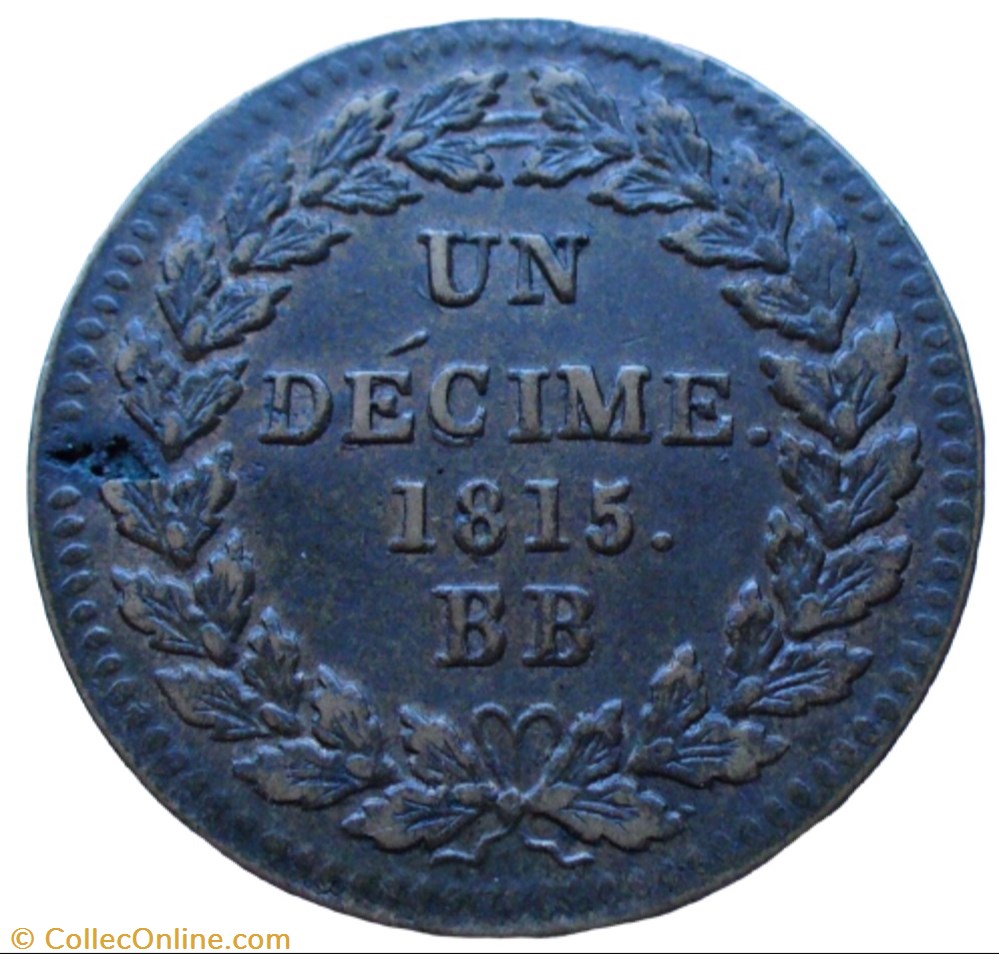 Un décime Louis XVIII 1815 BB Strasbourg monnaie france moderne un decime louis xviii 1815 bb strasbourg