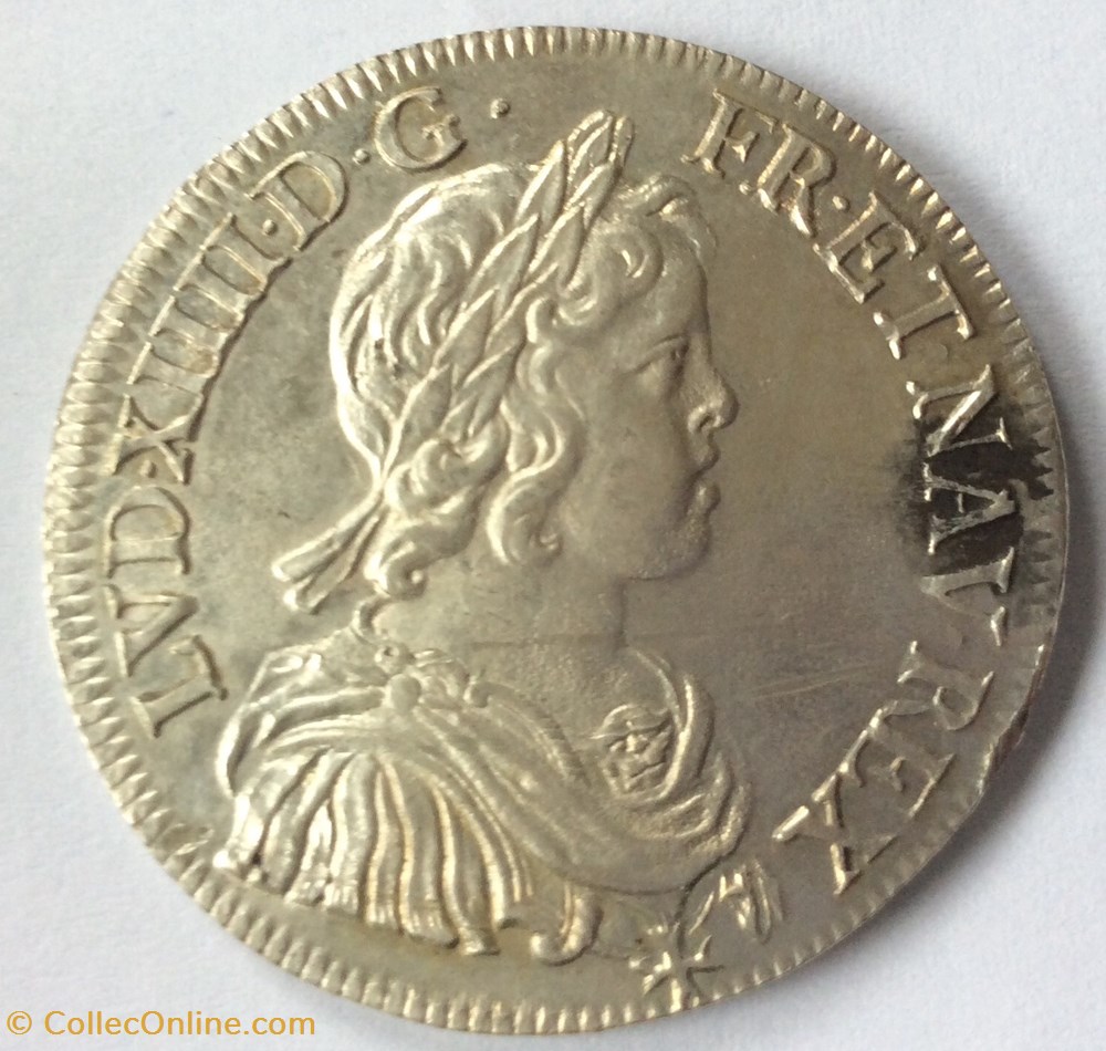 Demi écu à la mèche courte Louis XIV 1643 A monnaies europe medievale france royales demi ecu a la meche courte louis xiv 1643 a